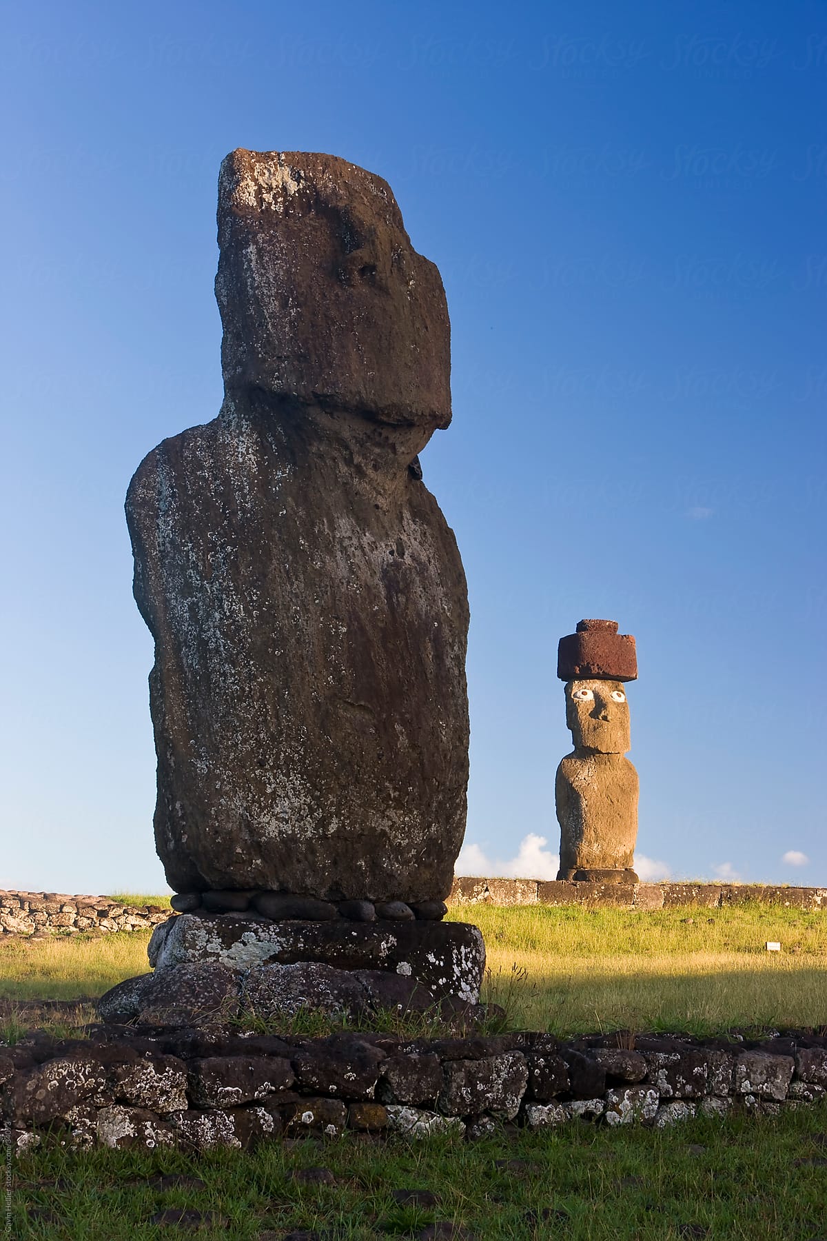 Moai Statue Ahu Ko Te Riku, the Only Topknotted and 