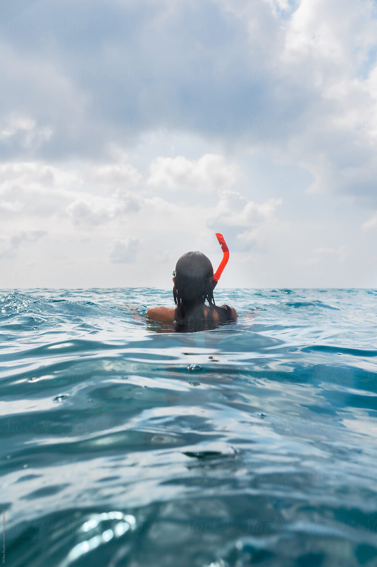 Unrecognizable woman in snorkeling mask