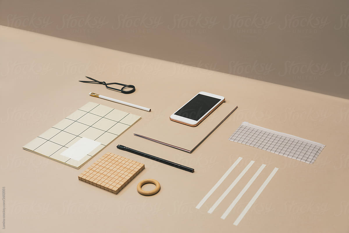 Composition of Objects on Neat Office Table