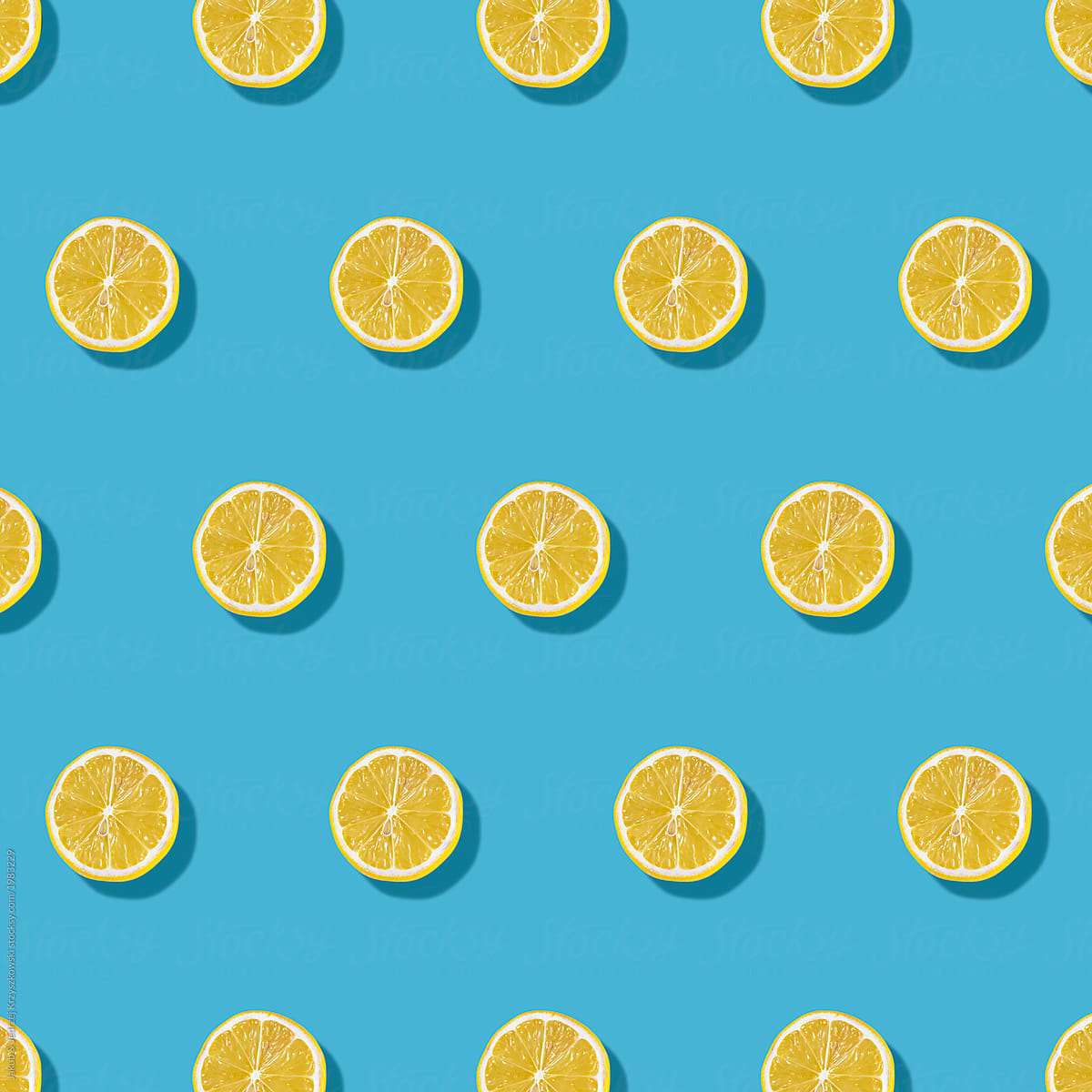 Lemon Pattern on Yellow Background
