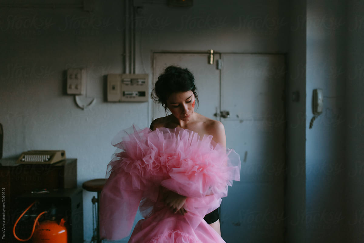 woman with tulle dress