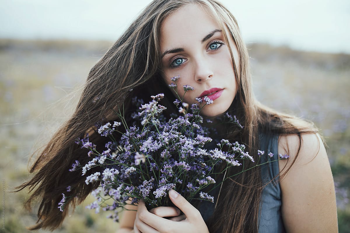 Beautiful Young Woman Holding Flower Bouquet By Stocksy Contributor Jovana Rikalo Stocksy