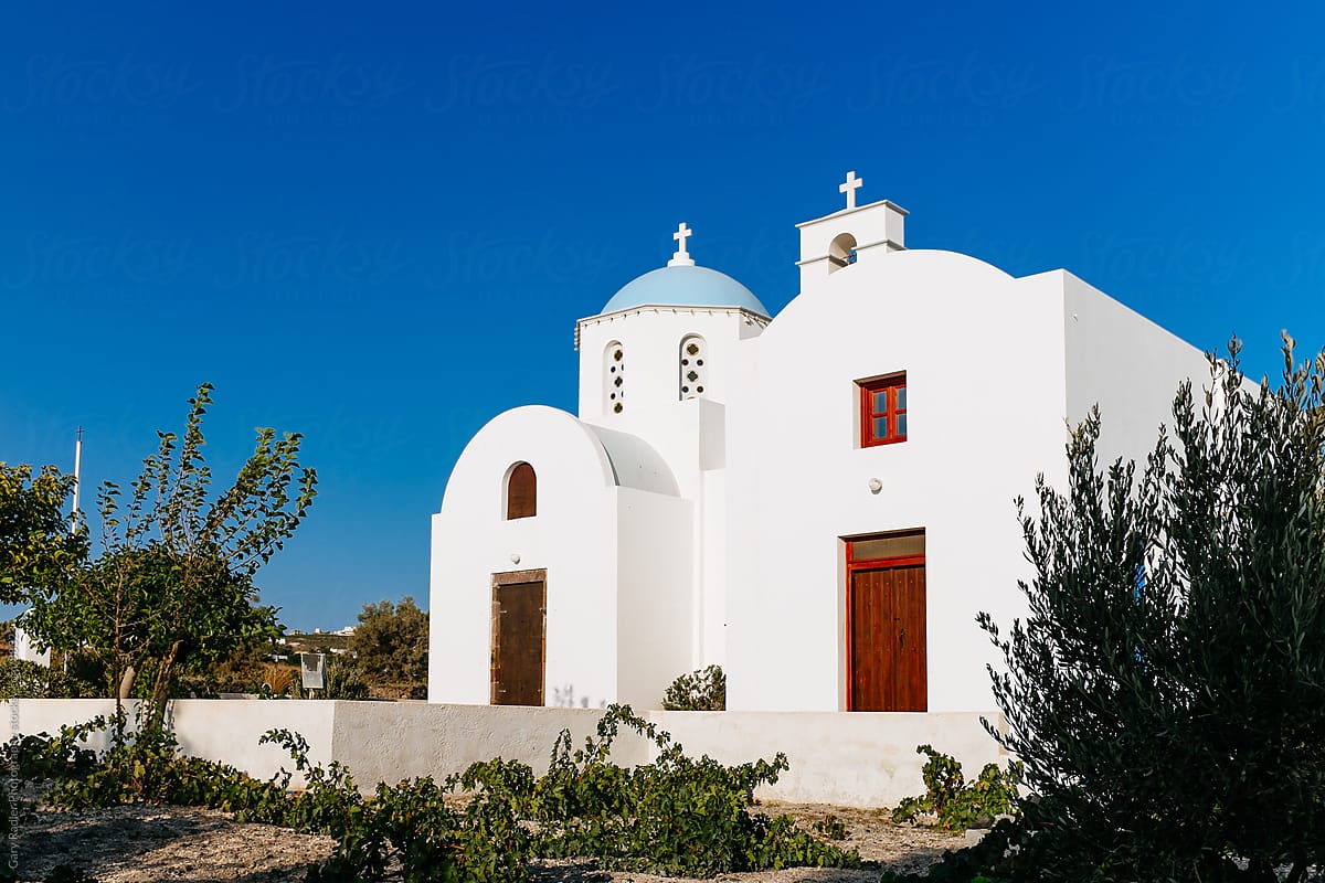 White Church on Santorini, Greek Island