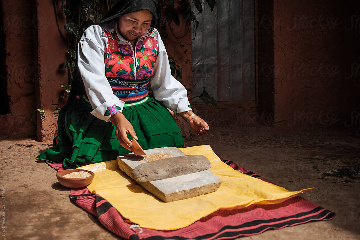 woman using a rural traditional kitchen technique