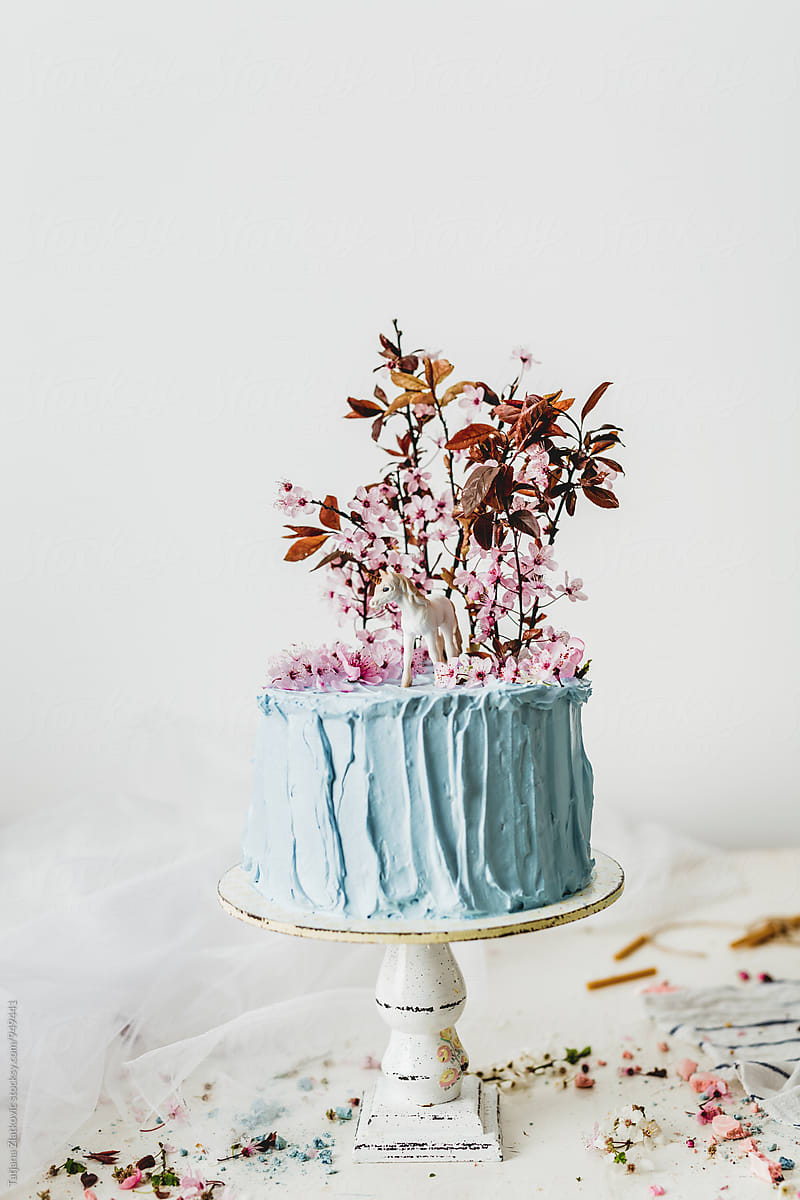 Spring cake with unicorn