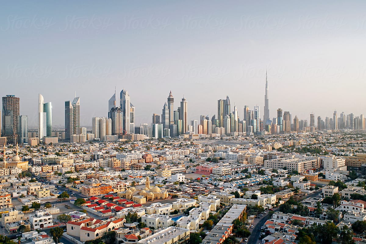 Dubai, elevated view of the new Dubai skyline