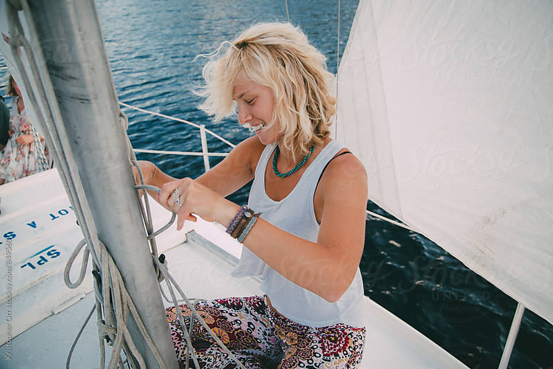 Woman Preparing for Sailing