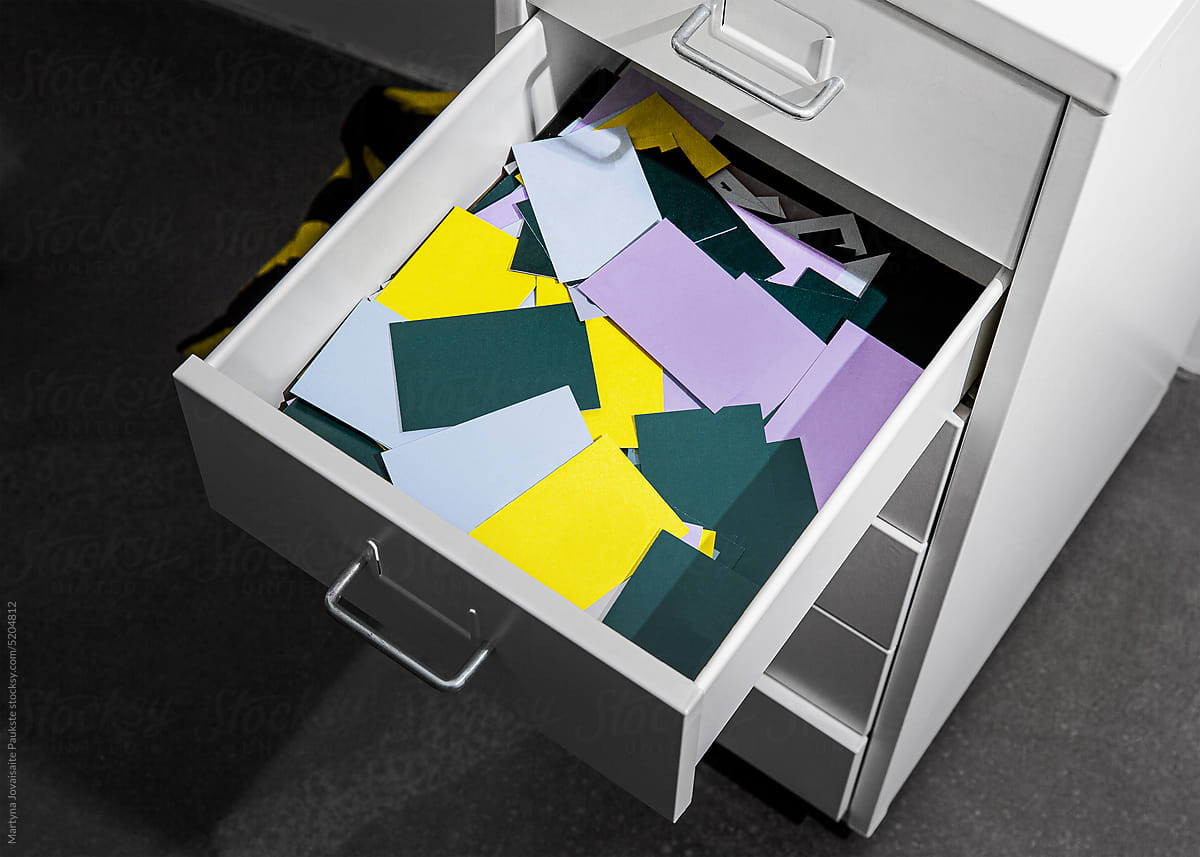 Drawer with papers mockup