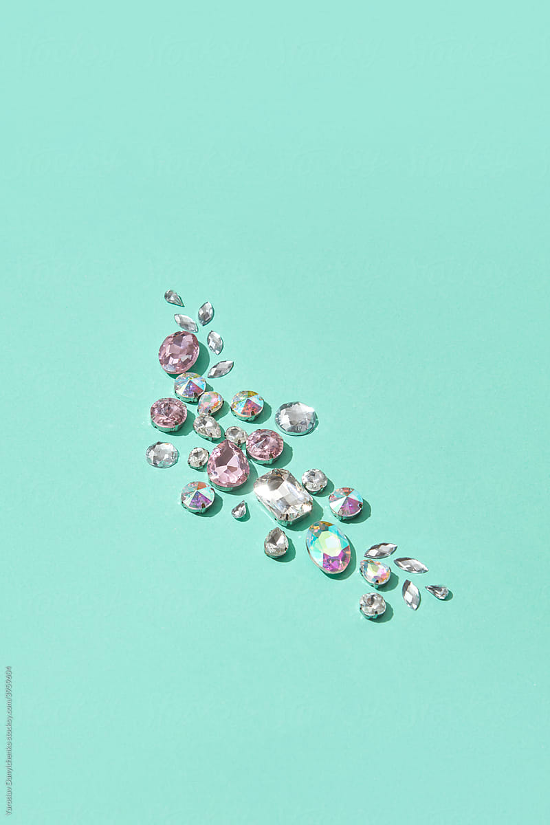Shiny glamorous gemstones scattered