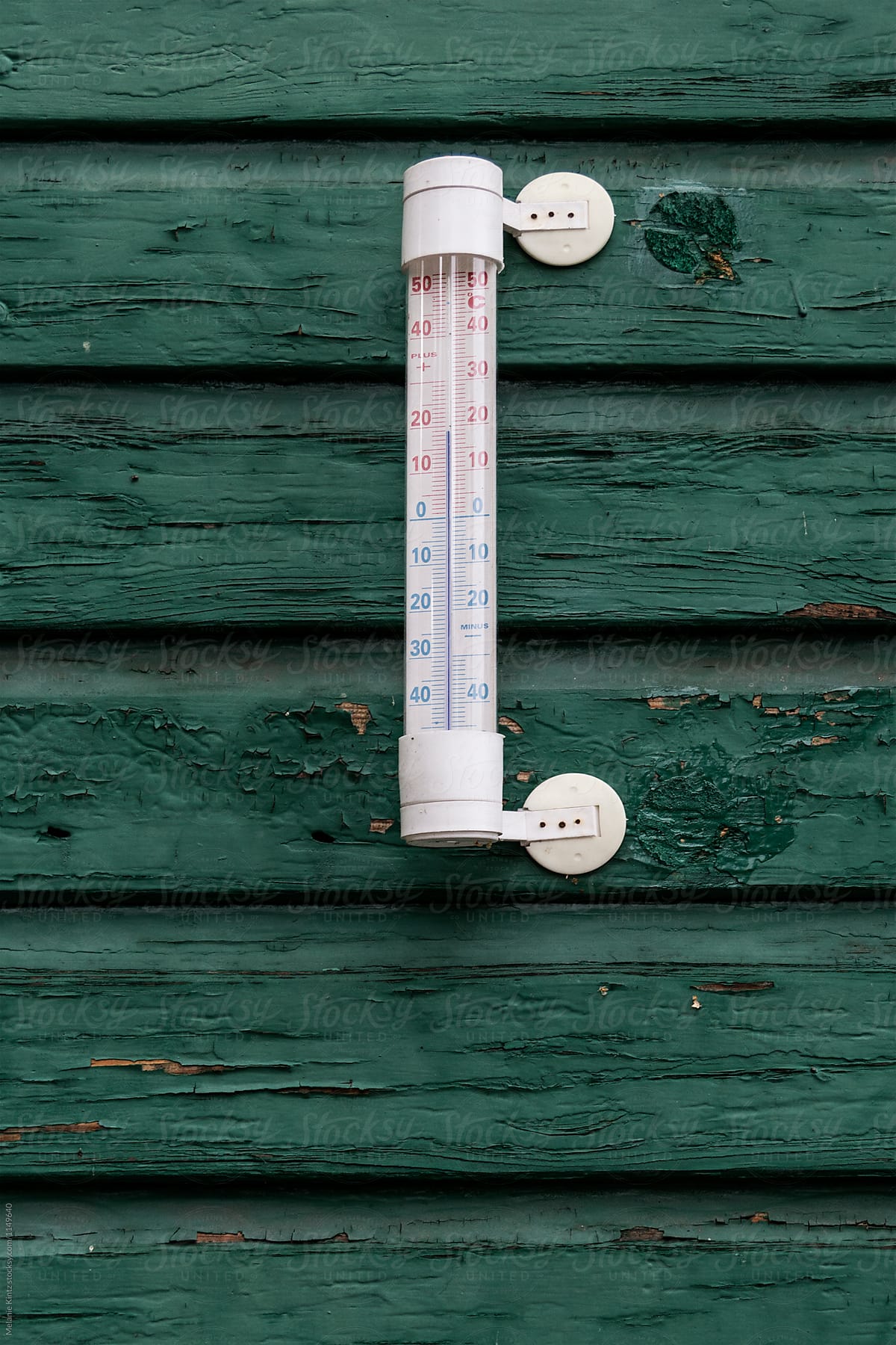 Thermometer on a green wall