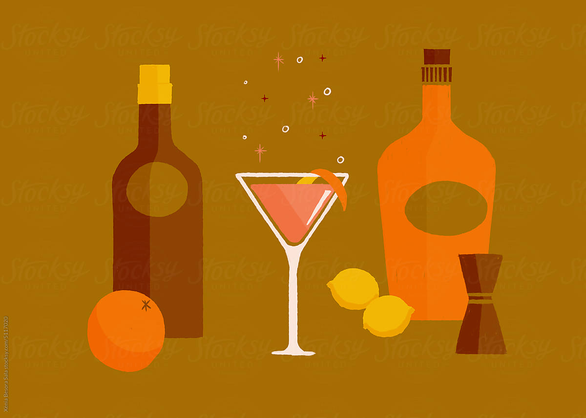 Fresh cocktail as flat style illustration