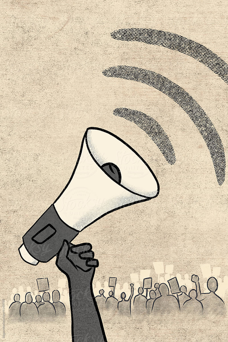 Megaphone protest concept illustration