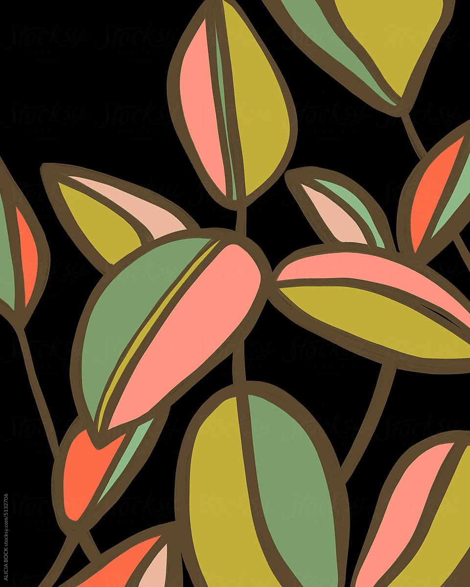 Bold Abstract Ficus Plant Illustration