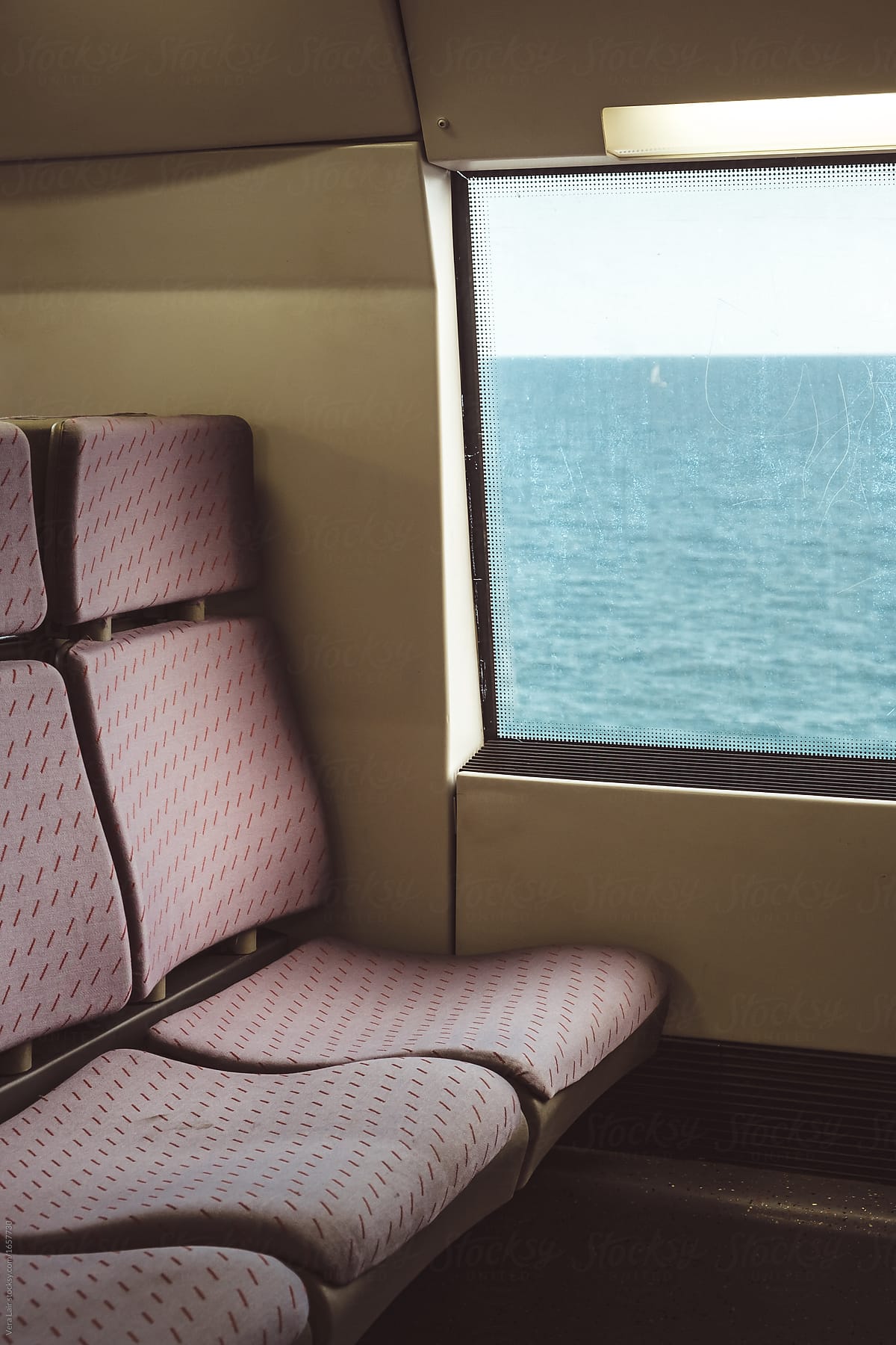 In the train with a sea view