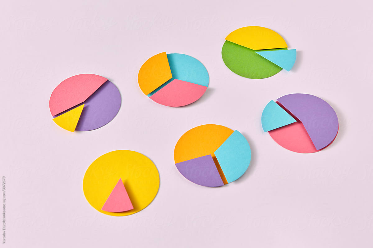 Pattern from handmade paper pie charts.