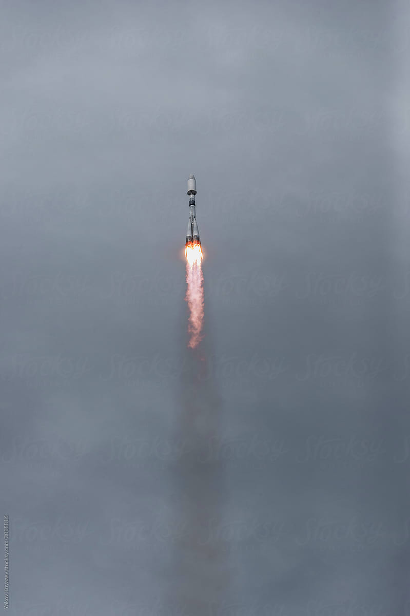 space rocket takes off