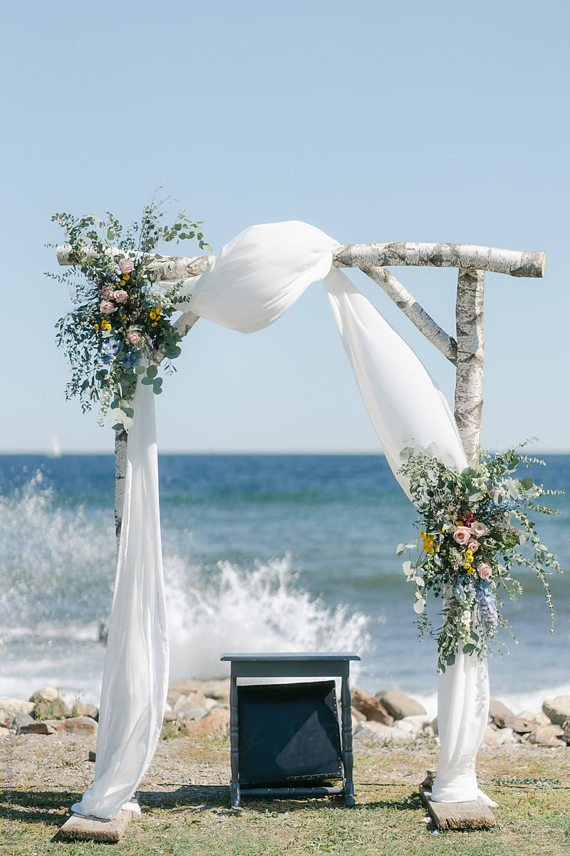 wedding arch by ocean