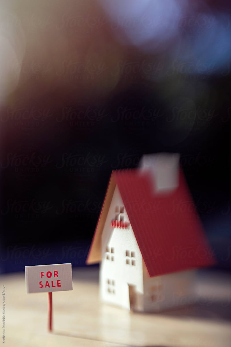 Paper Craft House For Sale complete with for sale sign