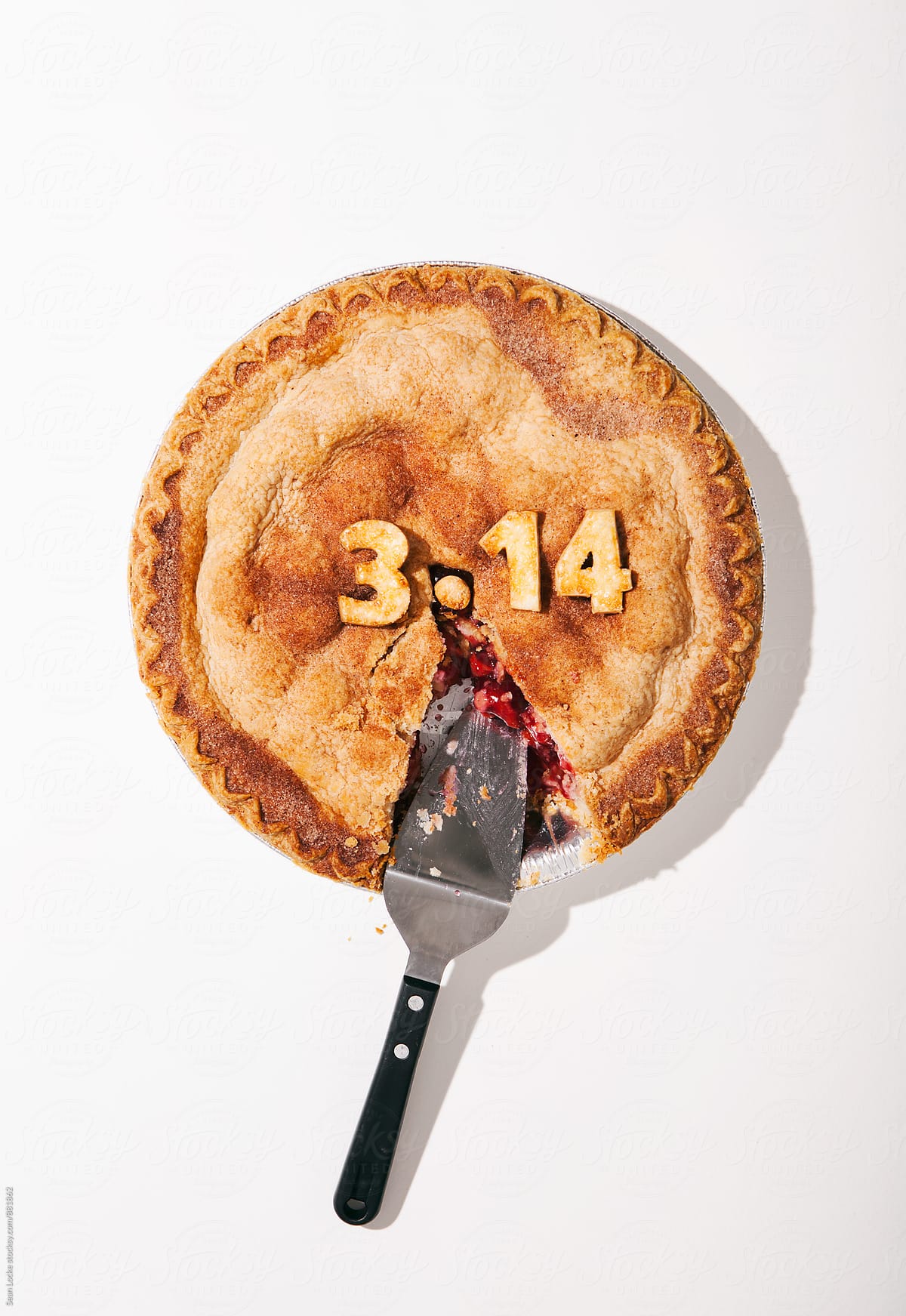 Pi: Cherry Pie For Pi Day With Slice Missing