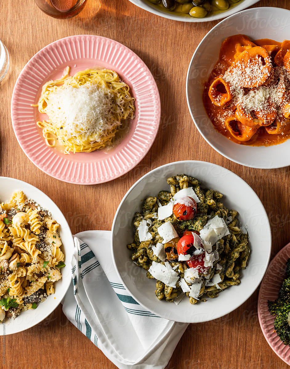 Variety of Italian food dishes