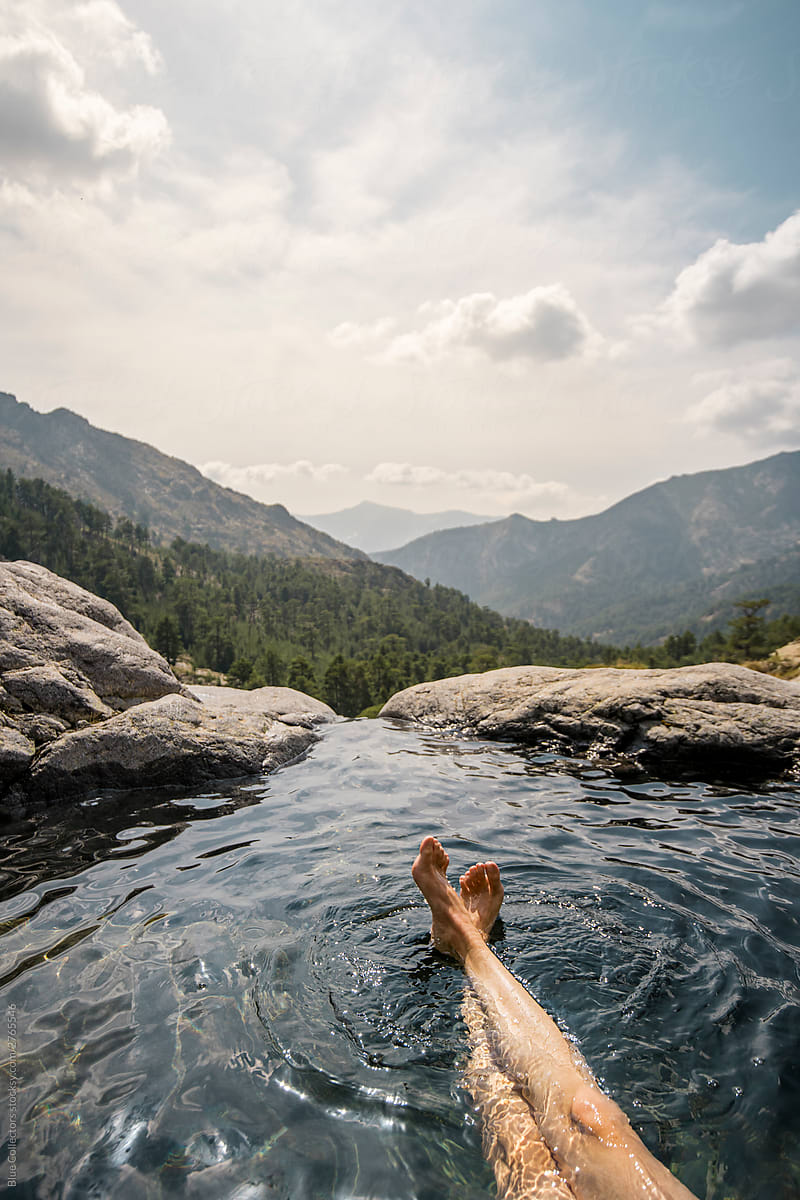 bath in a mountain pool