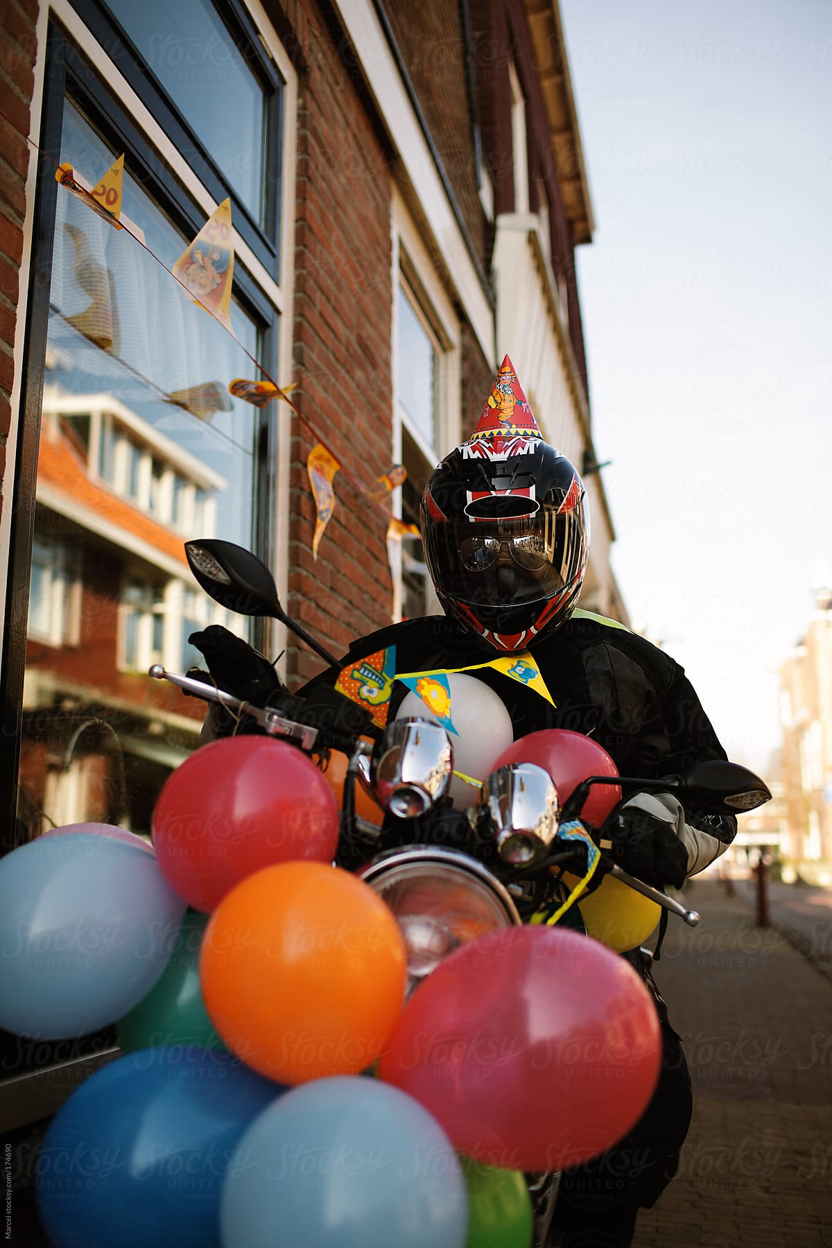 Motorcyclist dummy celebrating a birthday