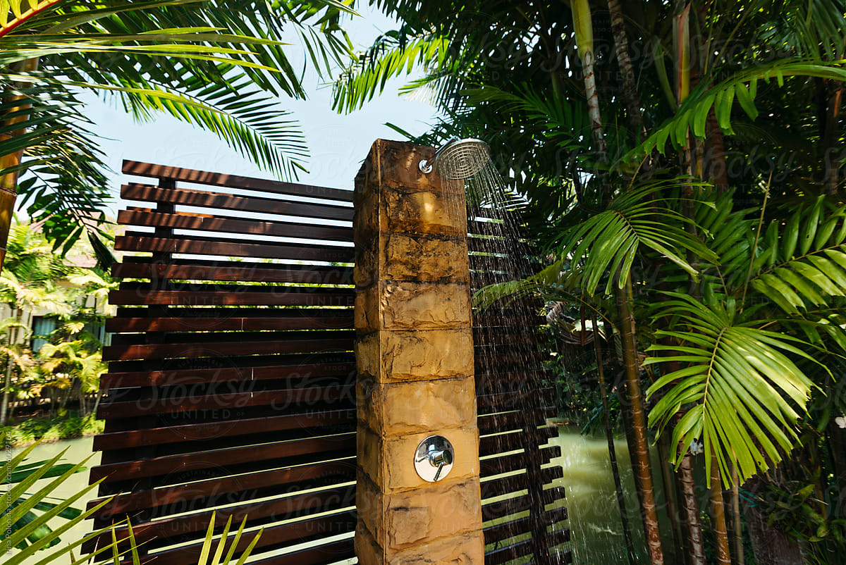 Tropical Outdoor Shower in Daylight