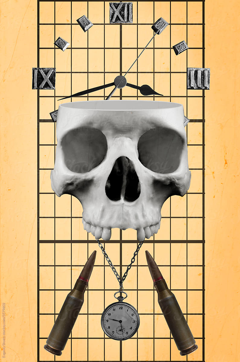 Collage with a skull