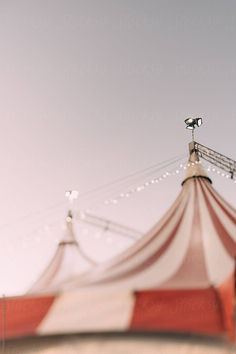 Circus tents at sunset