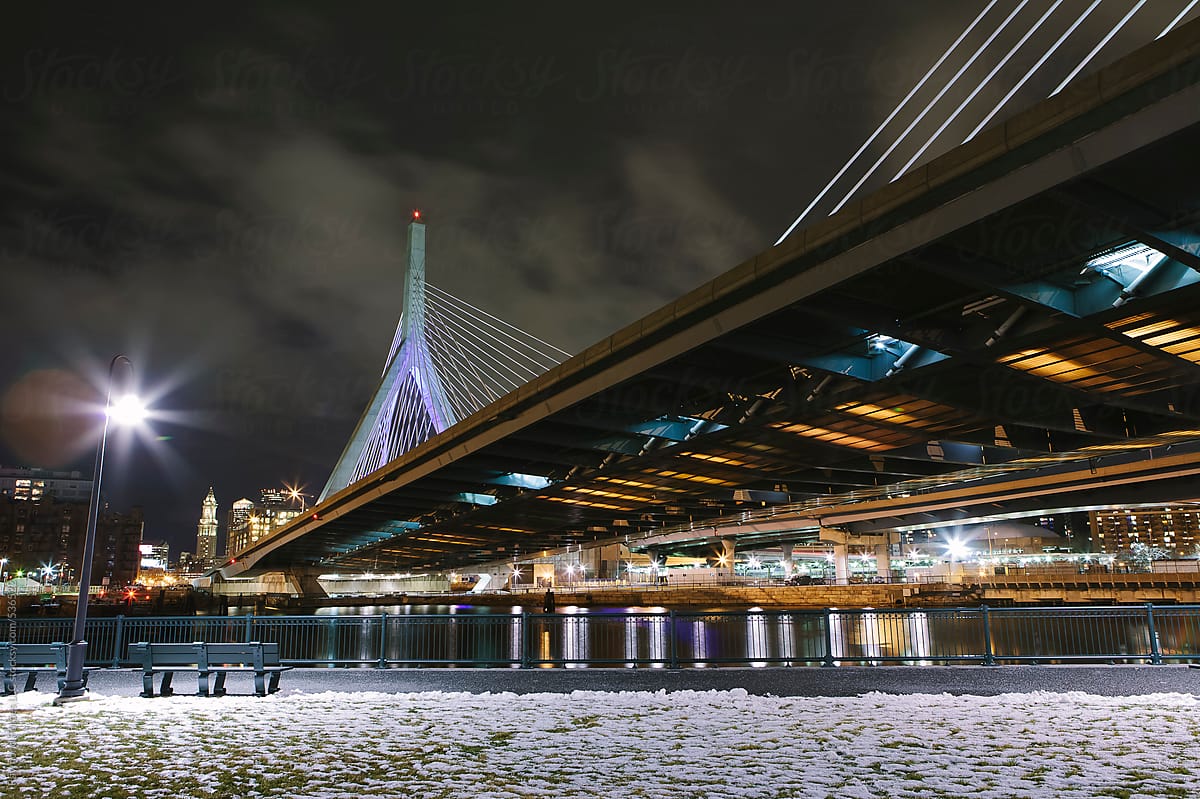  Zakim Bridge At Night Boston Massachusetts USA By Stocksy 