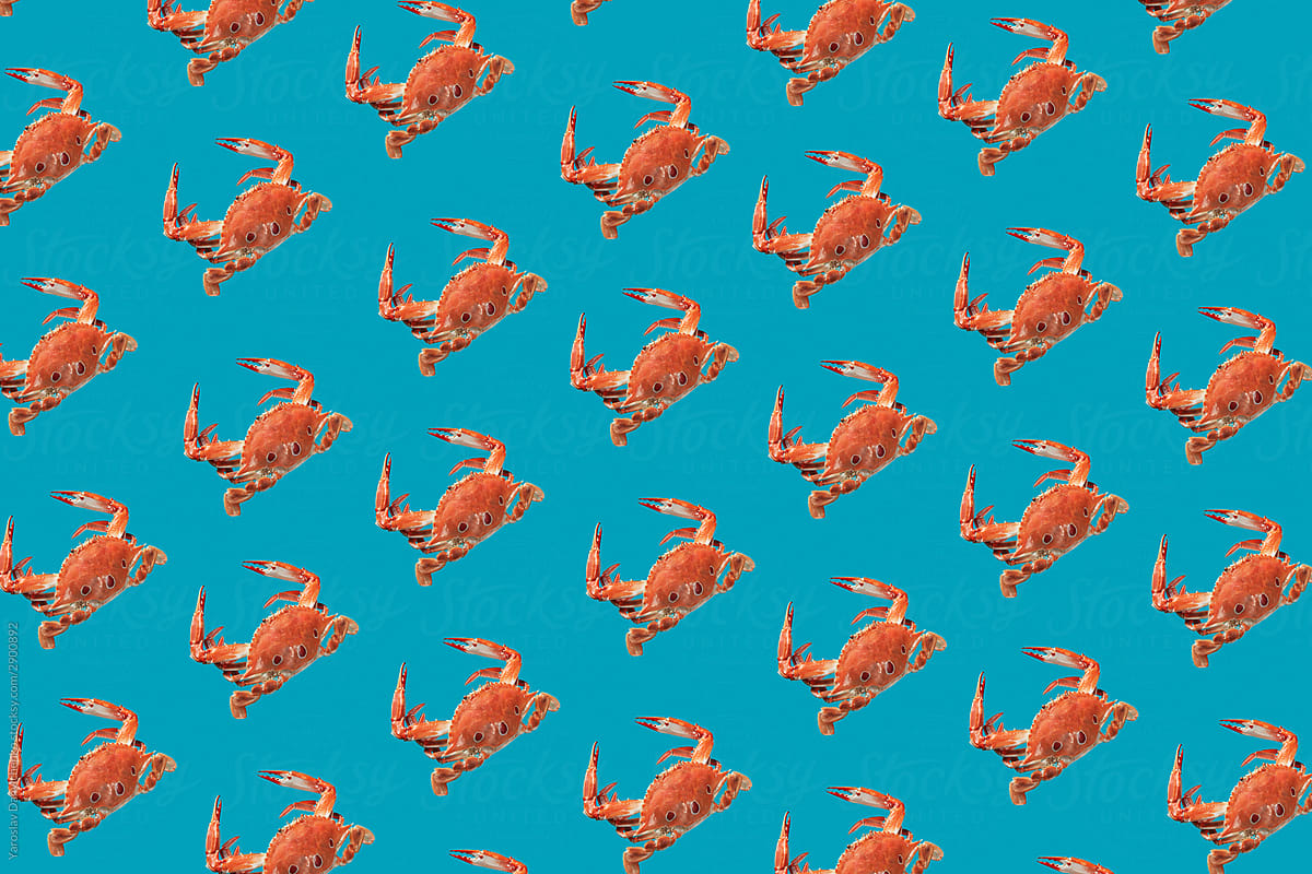 Seafood red crabs pattern.