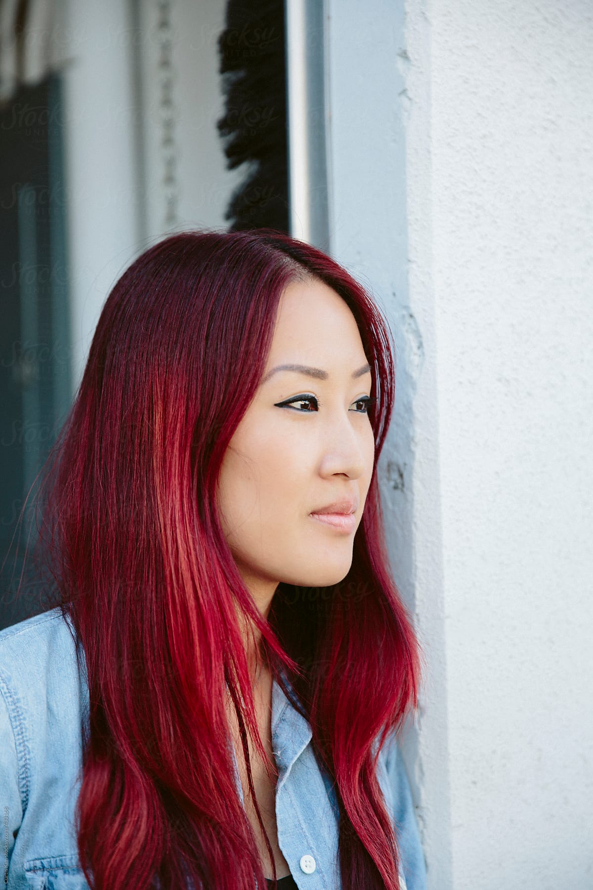 evig i gang pengeoverførsel Asian Female With Red Hair" by Stocksy Contributor "Curtis Kim" - Stocksy