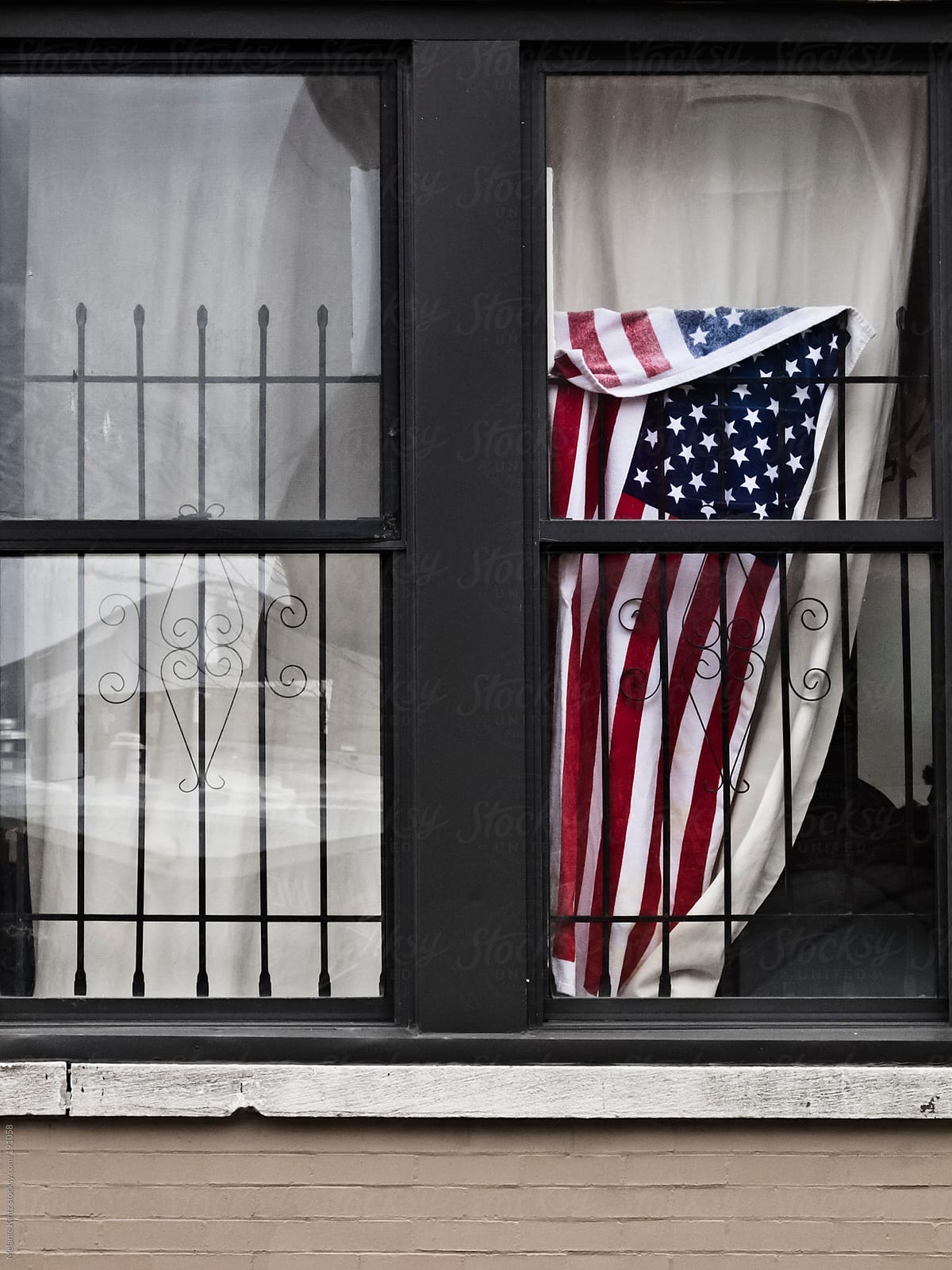 Window with American Flag