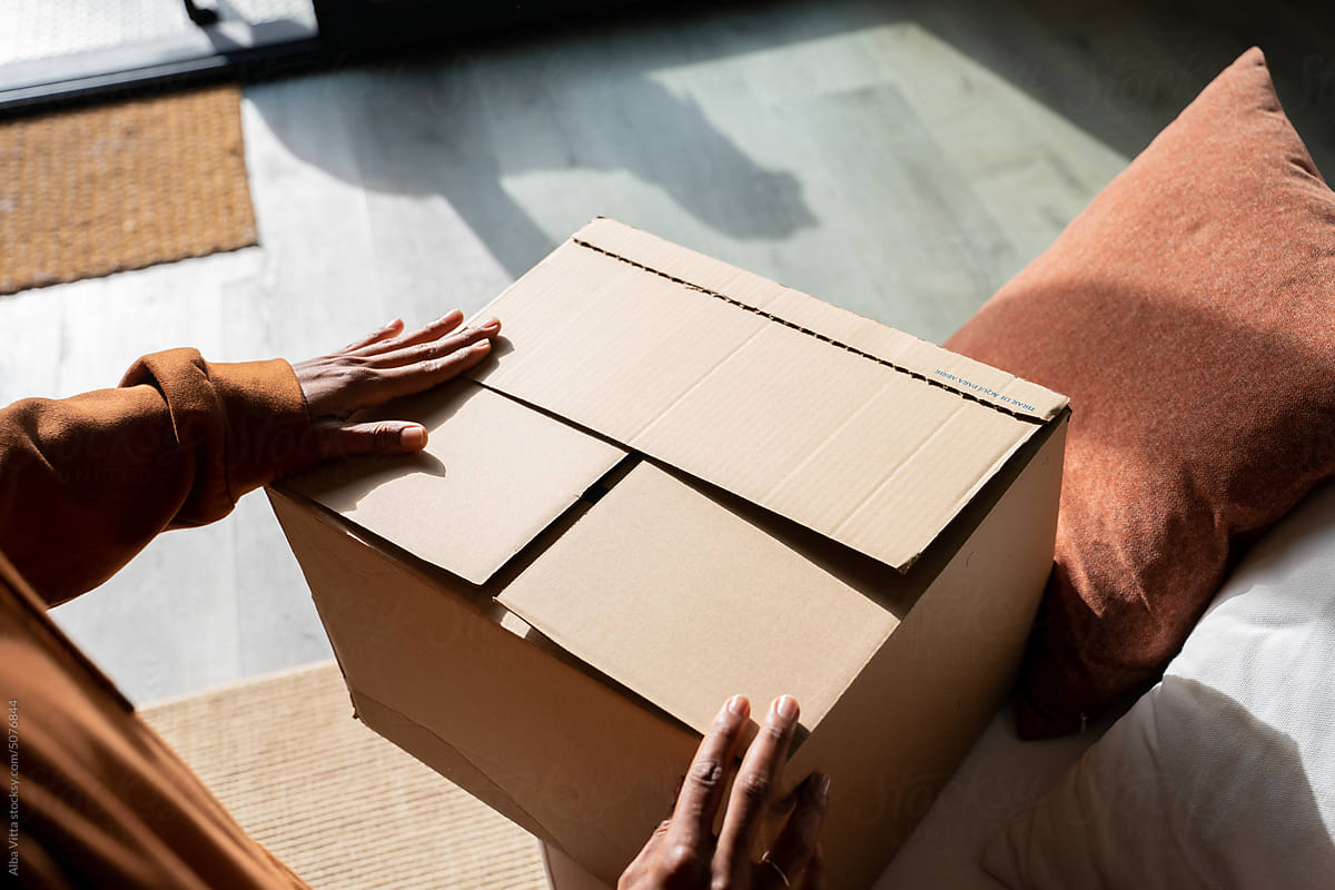 Man packing delivery online purchase