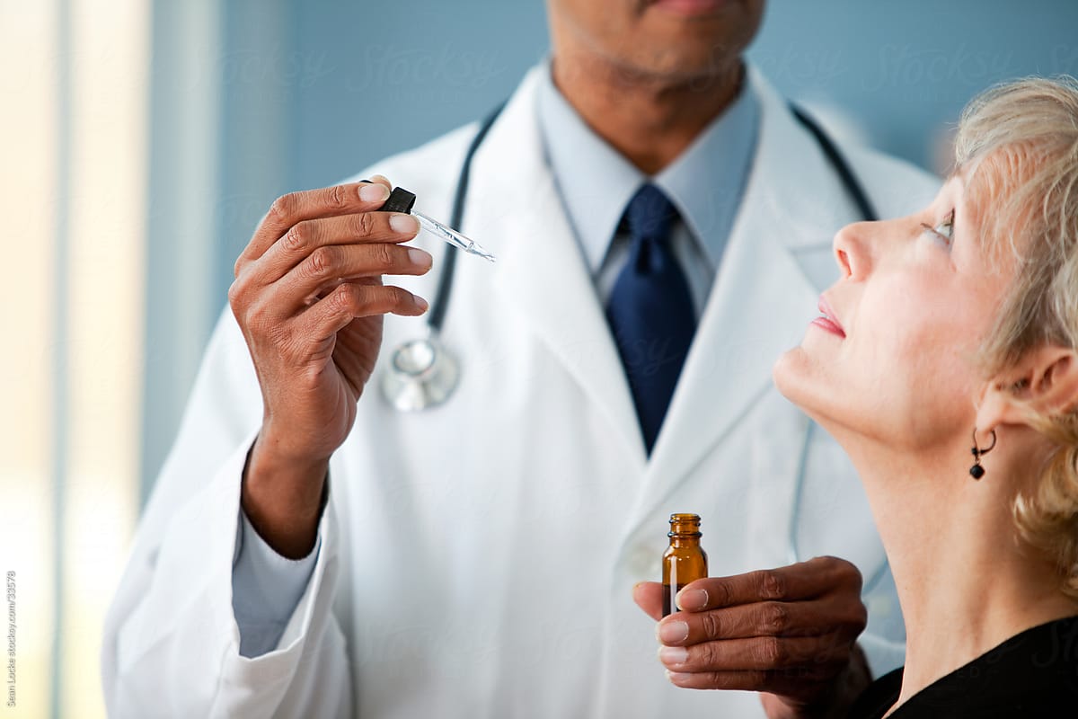 Exam Room: Focus on Hand with Eye Drops