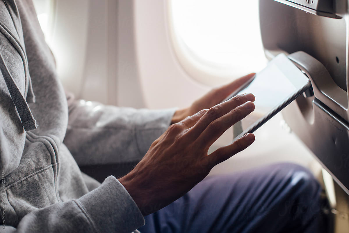 Using a tablet during the flight