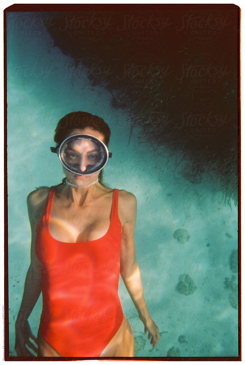 woman Diving Underwater