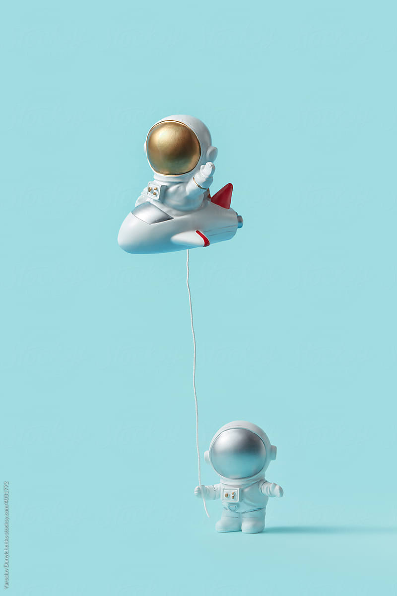 astronauts flying rocket