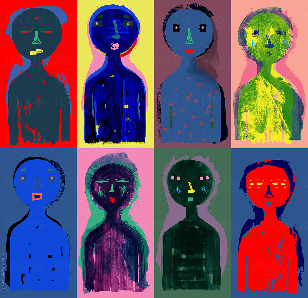 Modern People - Colorful Grunge Texture Illustration
