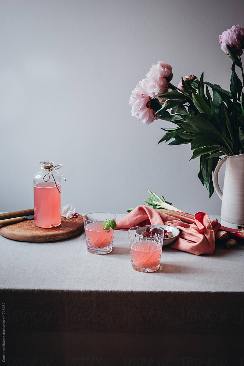 Rhubarb juice and fresh drinks