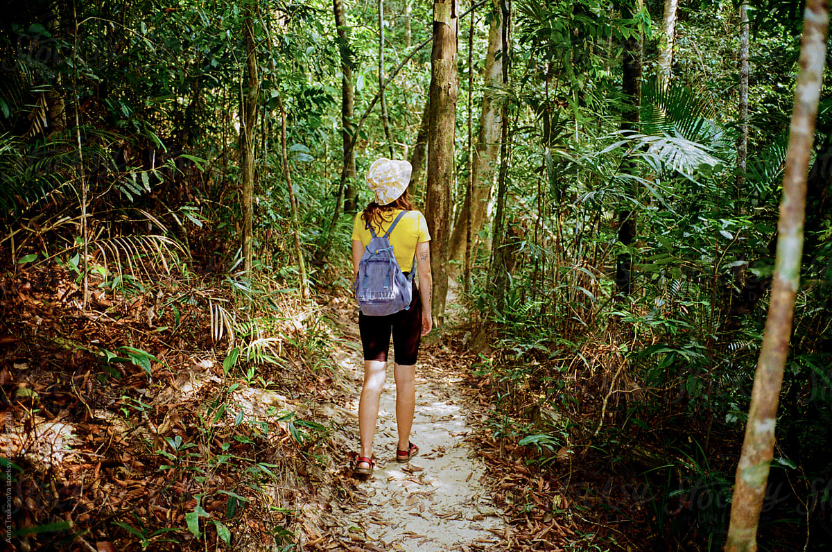 Woman hiking in the jungles