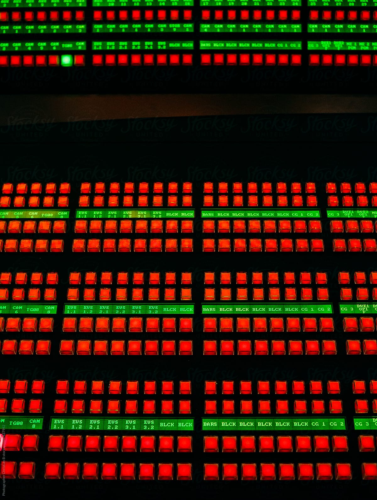 Red buttons and green displays