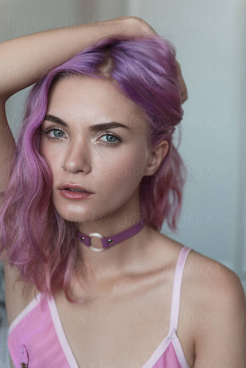 pretty girls with light purple hair