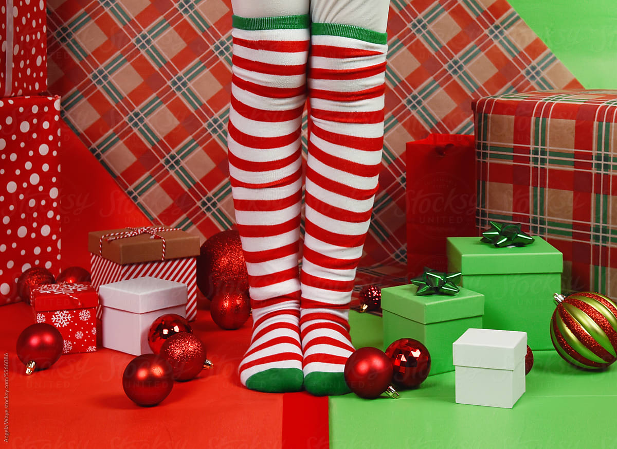 Christmas Socks Girl with Gifts