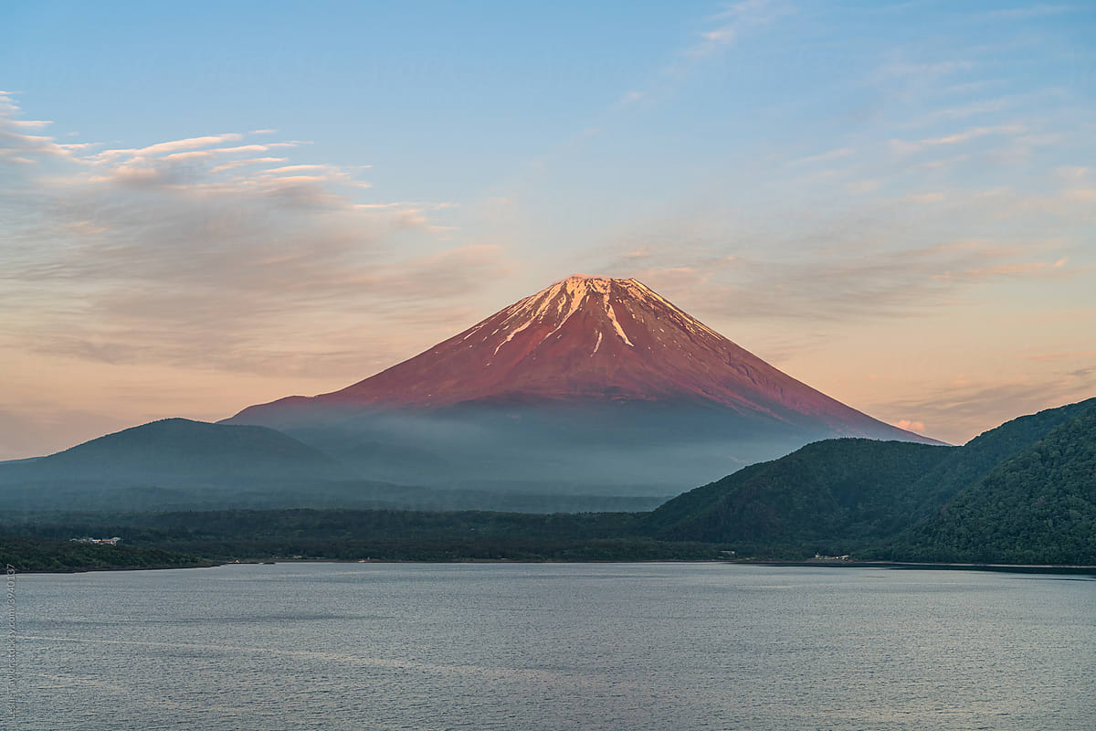 Akafuji (Red Fuji) On Lake Motosuko