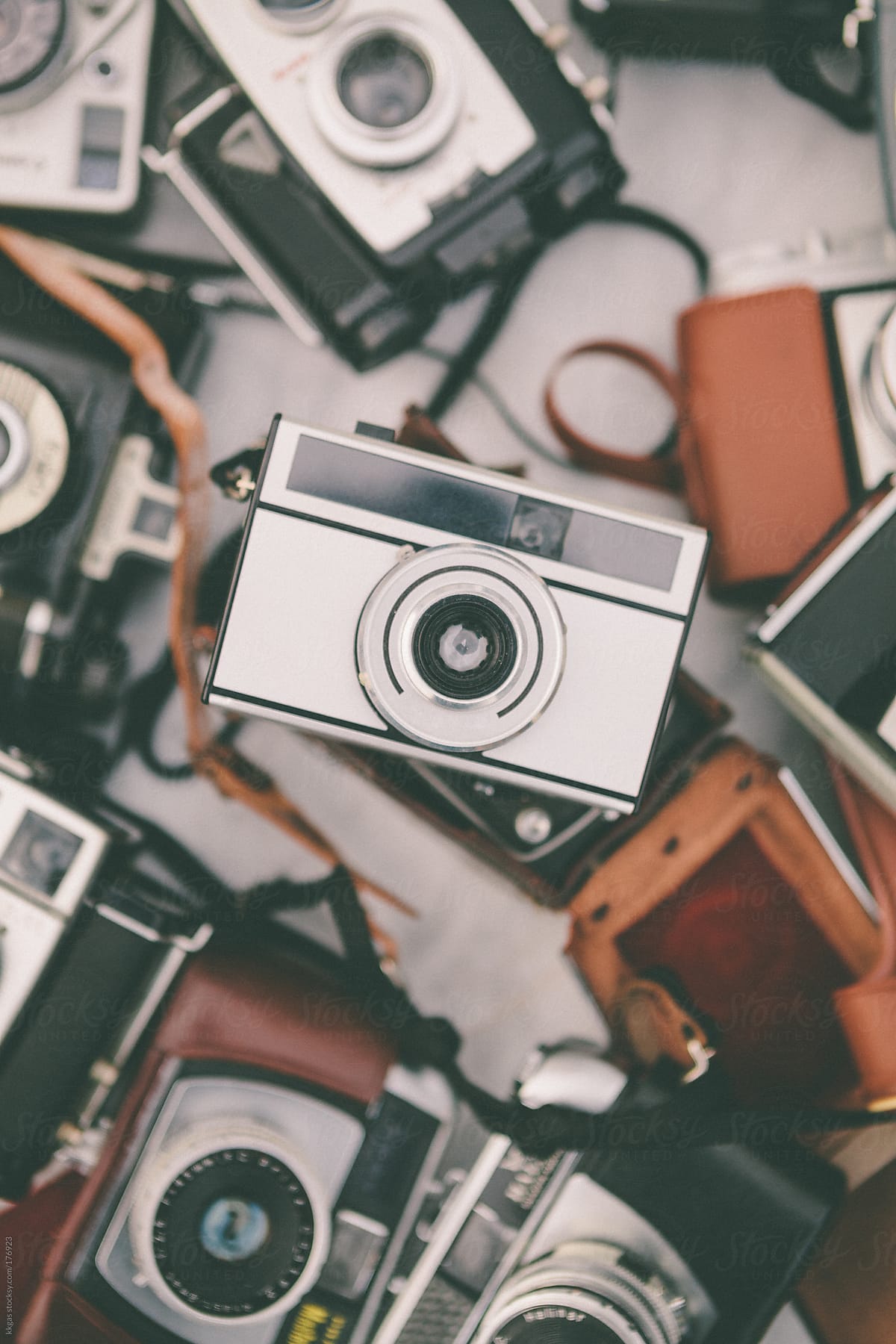 Vintage photographic cameras.