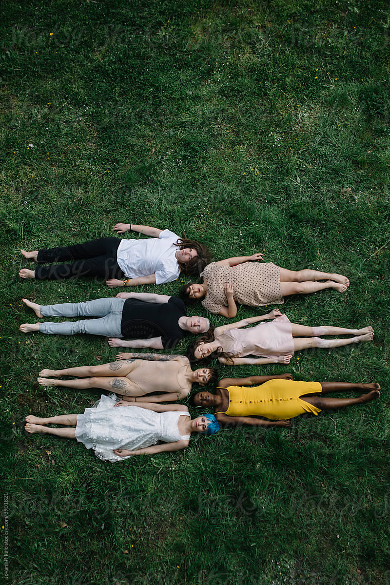Portrait of a diversity models from above