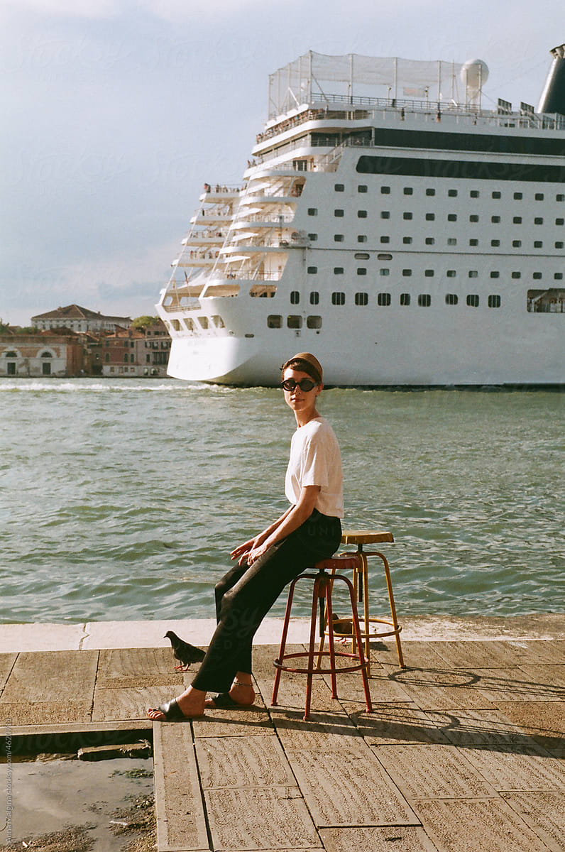 A young woman enjoying Venice