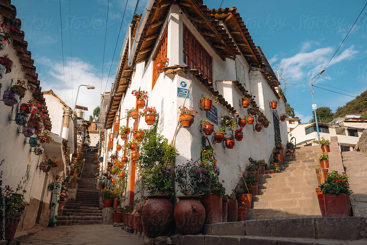 Beautiful street in Cusco Peru