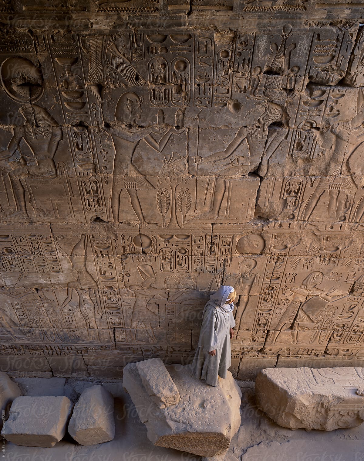 hieroglyphs on wall. Temple of Karnak. Egypt